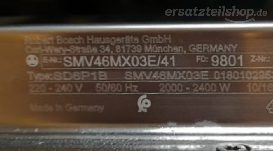 Typenschild Bosch  SMV46MX03E/41