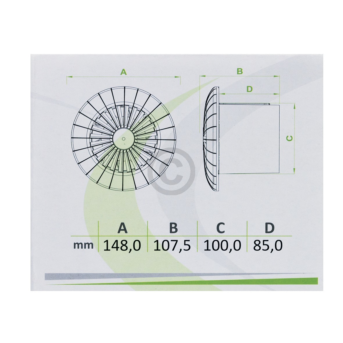 Wohnraumventilator 100erR weiß mit Kugellager für Decke Bad Toilette etc