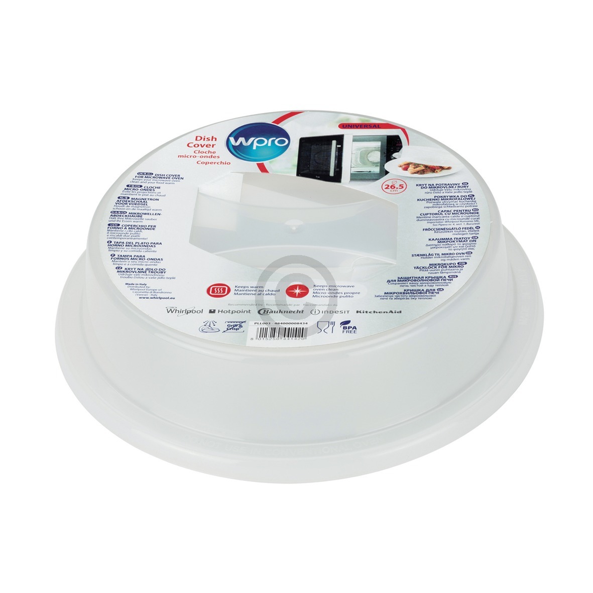 Abdeckhaube Whirlpool Wpro 484000008434 PLL003 für Speisen Mikrowelle