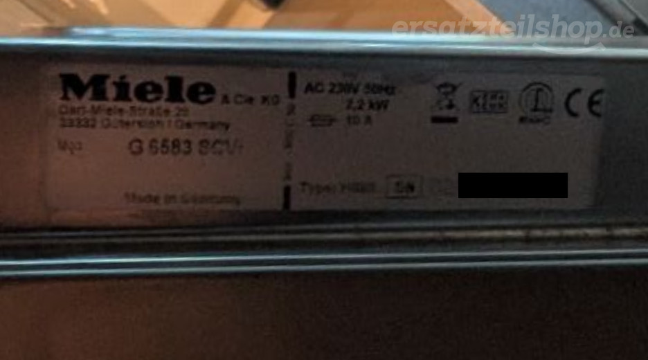 Typenschild Miele G 6987 G6987