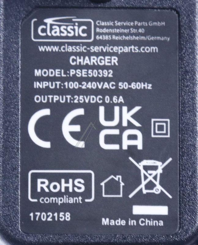 Netzadapter für Delonghi Staubsauger Classic PSE50392EU 25V/0,6A