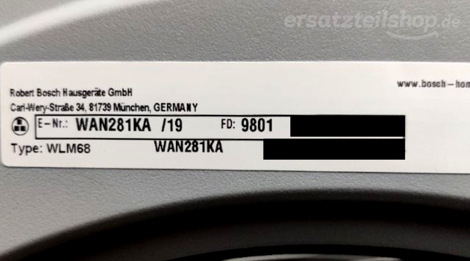 Typenschild Bosch WAN281KA/19