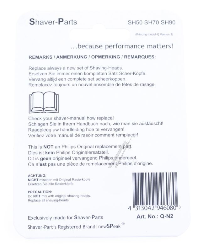 Scherköpfe für Rasierer Newspeak SH50/SH70/SH90 4313042732010 3er Pack