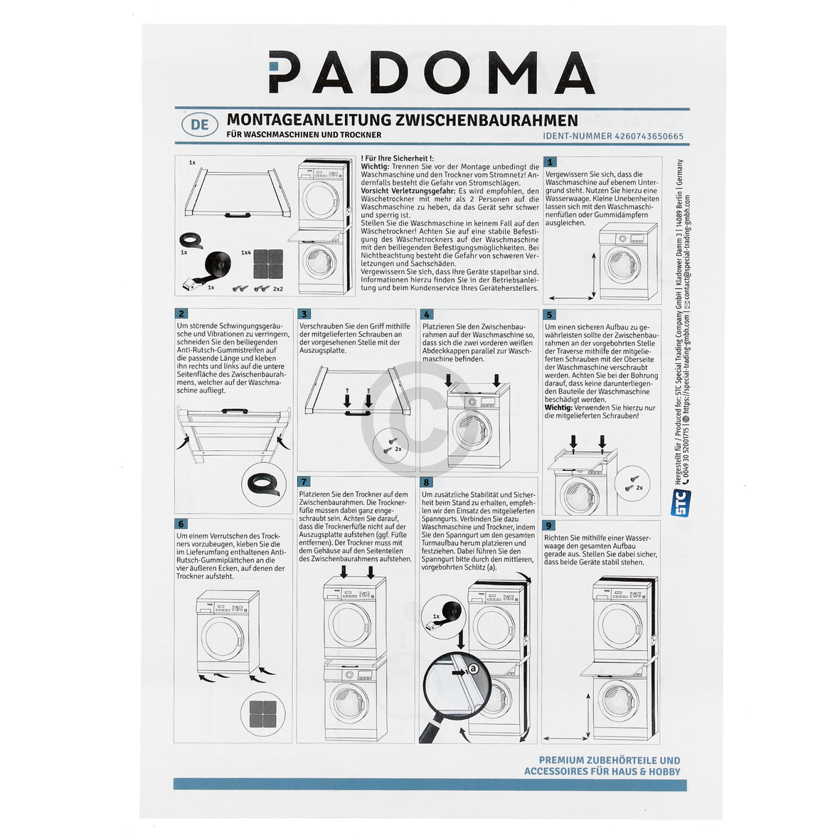 Zwischenbaurahmen grau mit Arbeitsplatte universal für Waschmaschine Trockner