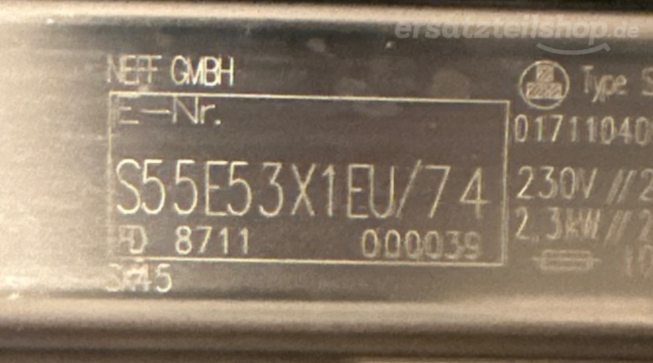 Typenschild Neff S55E53X1EU/74