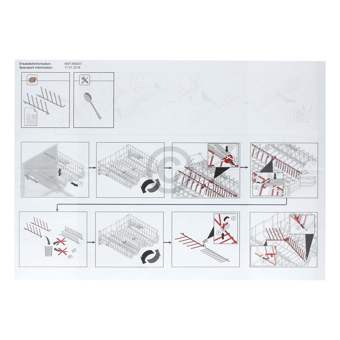 Oberkorbeinsätze SIEMENS 12004141 Stachelreihen für Teller hinten in Geschirrspüler