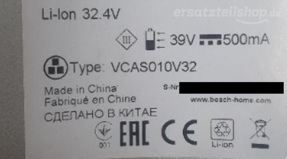 Typenschild Bosch BBH73260K/03