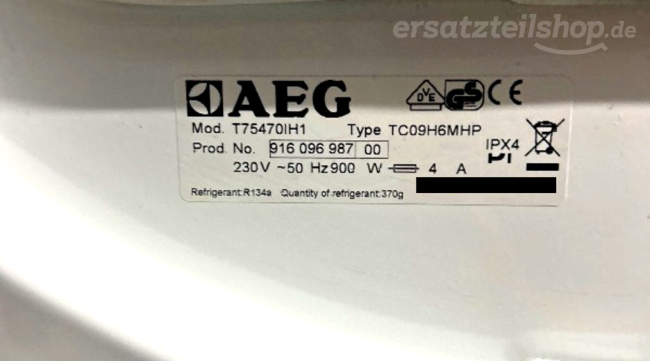 Typenschild AEG T75470IH1 91609698700
