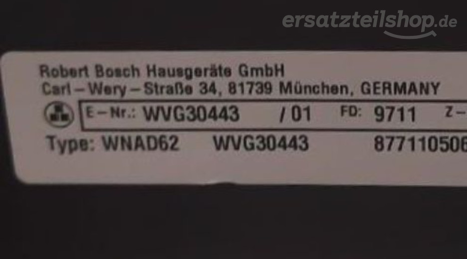 Typenschild Bosch  WVG30443/01