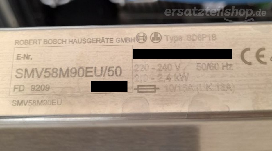 Typenschild Bosch SMV58M90EU/50