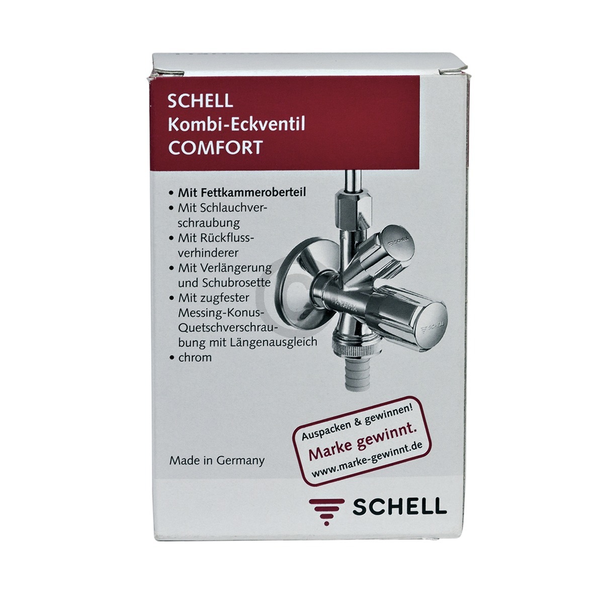 Kombi-Eckventil 1/2"x10mm 3/4" Schlauchanschluss Schell 035510699