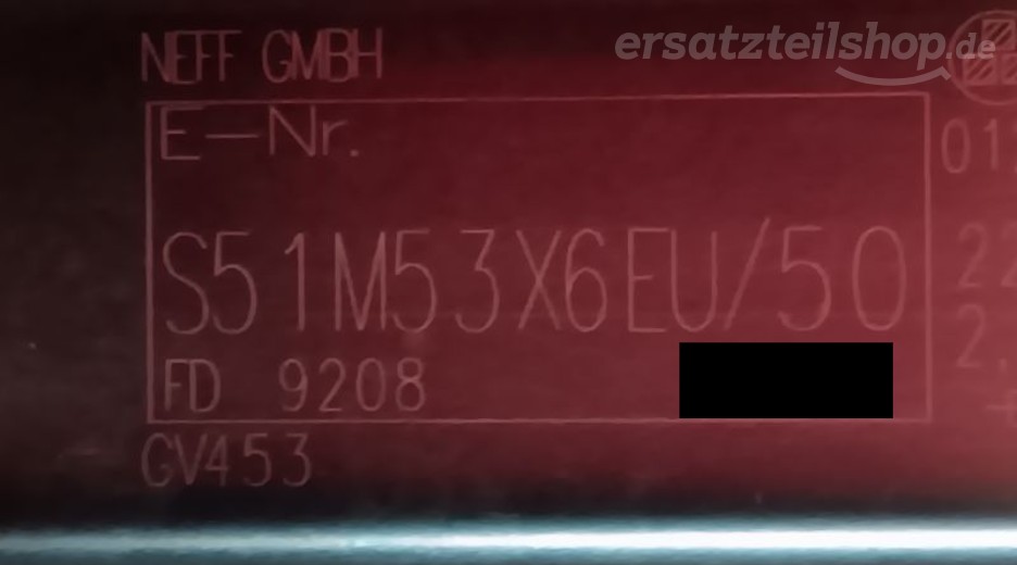 Typenschild Neff S51M53X6EU/50