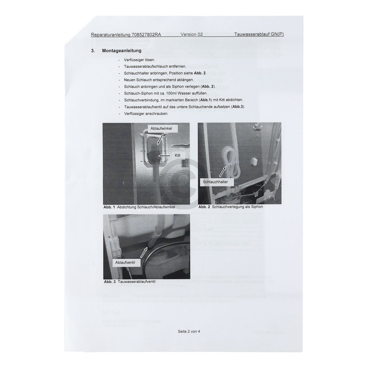 UMBAUSATZ GNP VERD.MODUL TAUWASSERABLAUF Liebherr 9590168