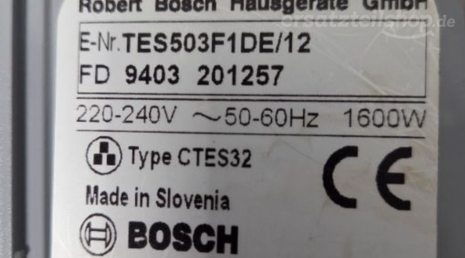 Typenschild Bosch TES503F1DE/12