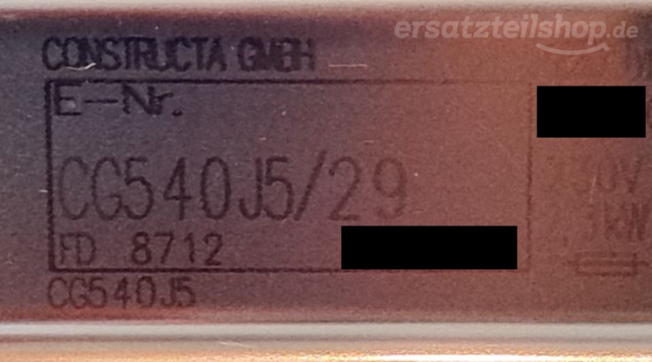 Typenschild Constructa CG540J5/29