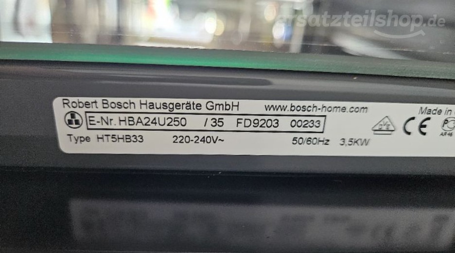 Typenschild Bosch HBA24U250/35