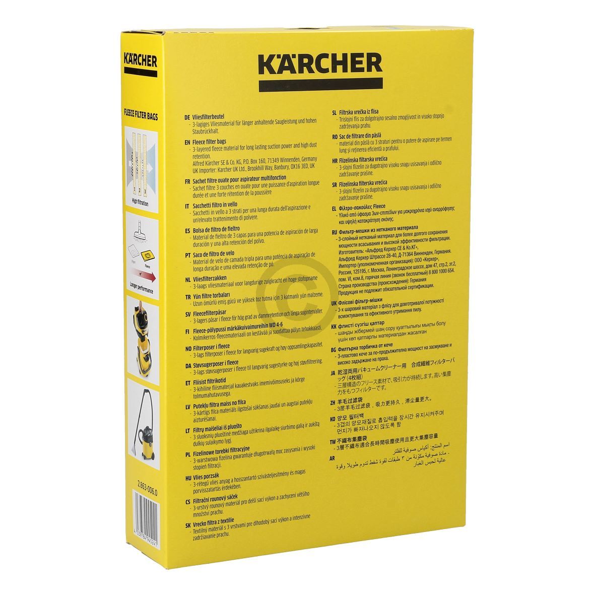 Filterbeutel Kärcher 2.863-006.0 für Staubsauger Mehrzwecksauger 4Stk