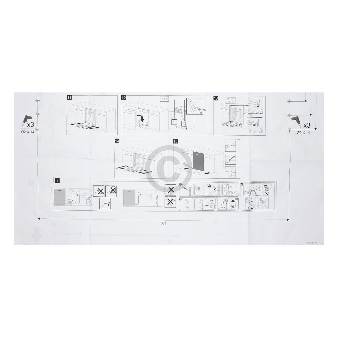 Montagematerial mit Füßen beko 1784430116 für integrierte Geschirrspüler
