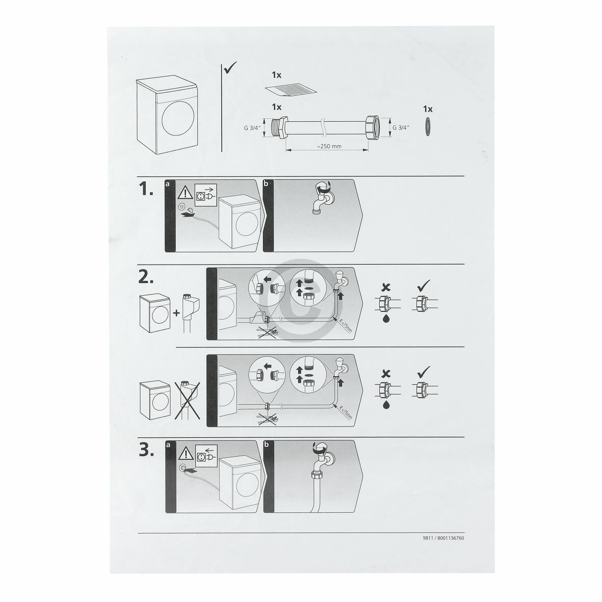 Zulaufschlauchverlängerung 2,5m Bosch 17004057 für Waschmaschine