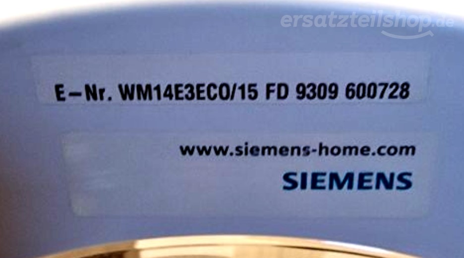 Typenschild Siemens WM14E3ECO/15