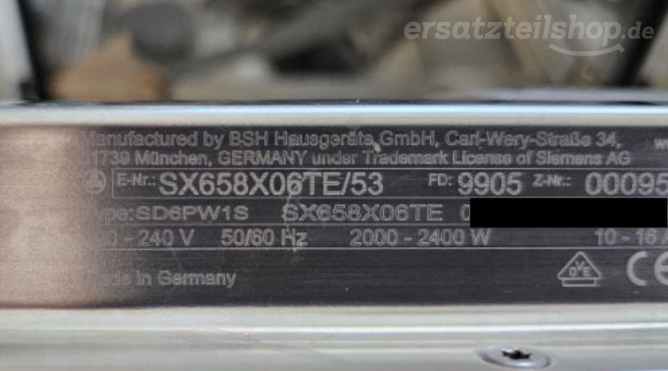 Typenschild Siemens SX658X06TE/53