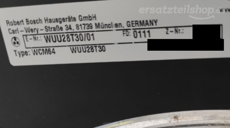 Typenschild Bosch WUU28T30/01