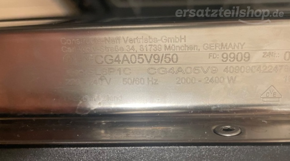 Typenschild Constructa  CG4A05V9/50