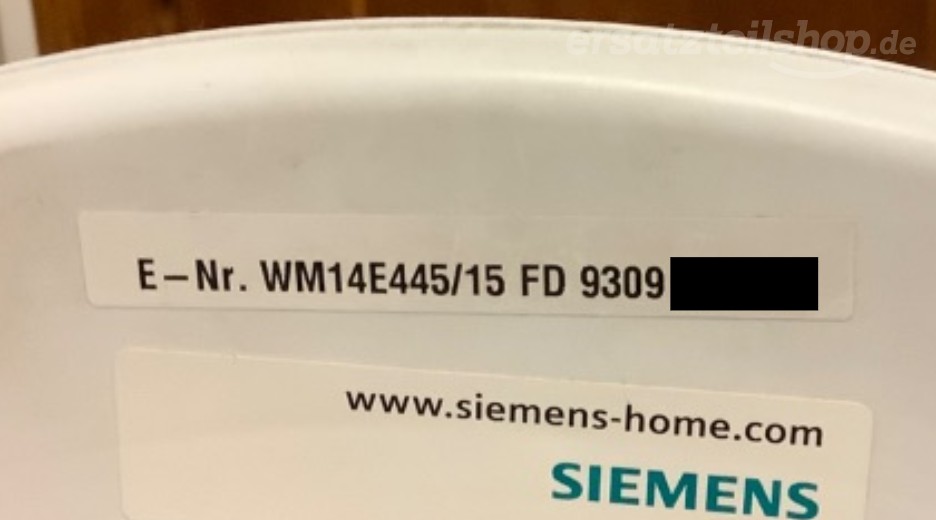 Typenschild Siemens WM14E445/15