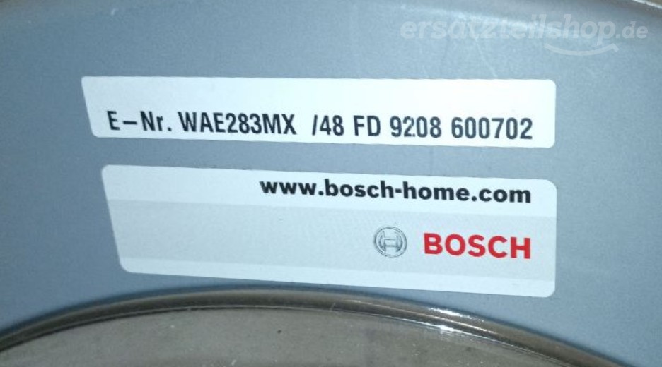 Typenschild Bosch WAE283MX/48