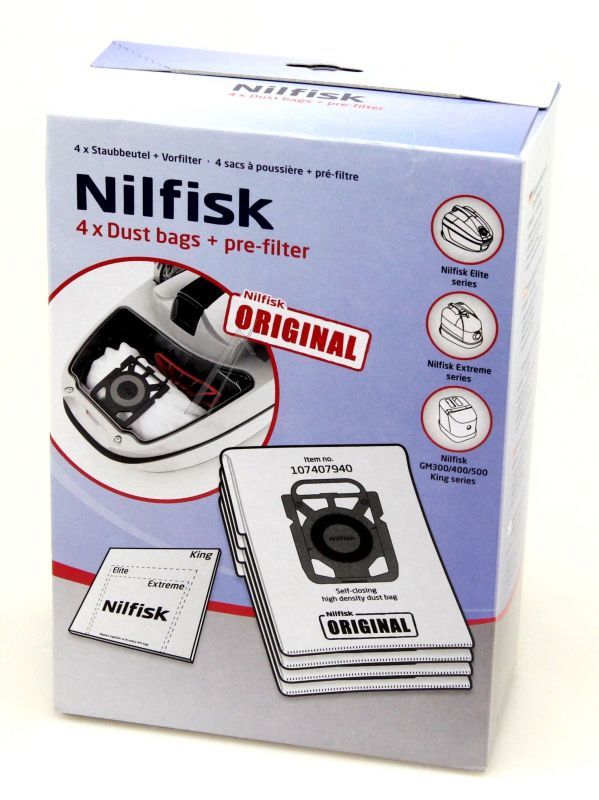 Staubbeutel-Set für Nilfisk-Staubsauger 107407940 4 Stk. + Filter