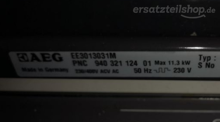 Typenschild AEG EE3013031M 94032112401