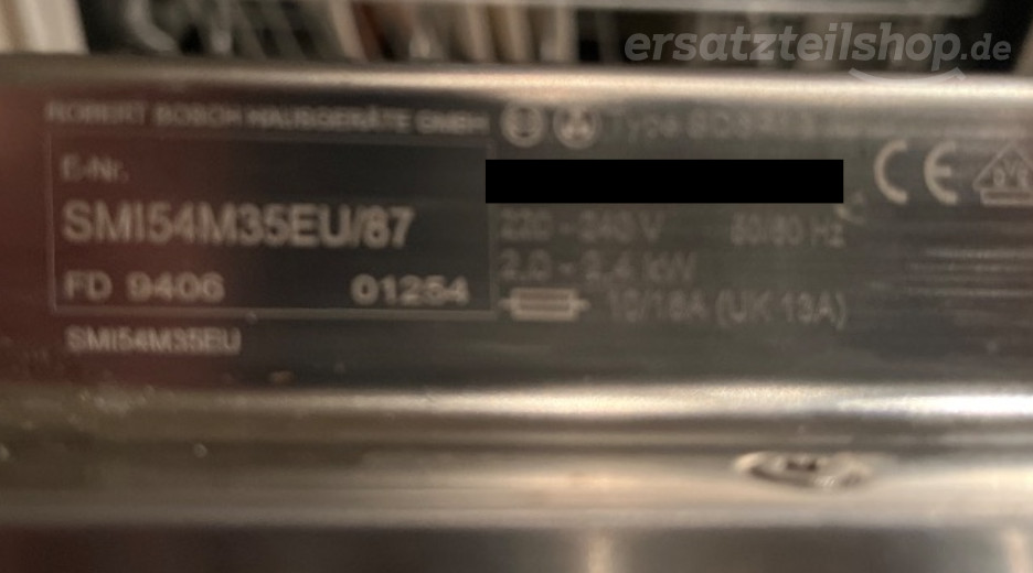 Typenschild Bosch SMI54M35EU/87