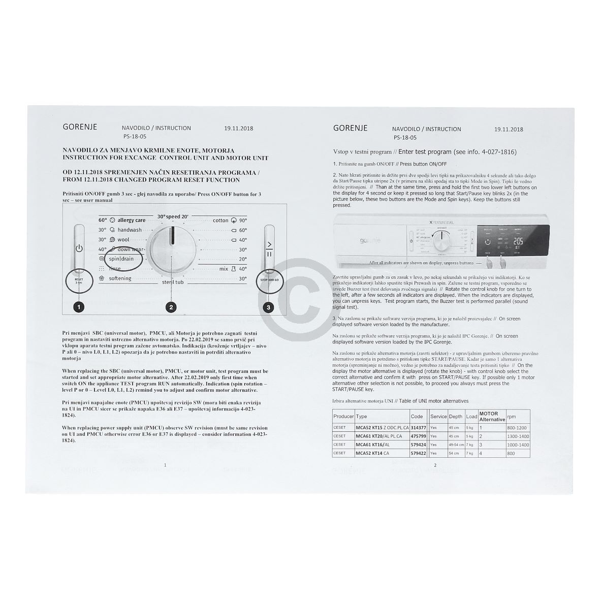 Elektronik Gorenje 673625 für Waschmaschine