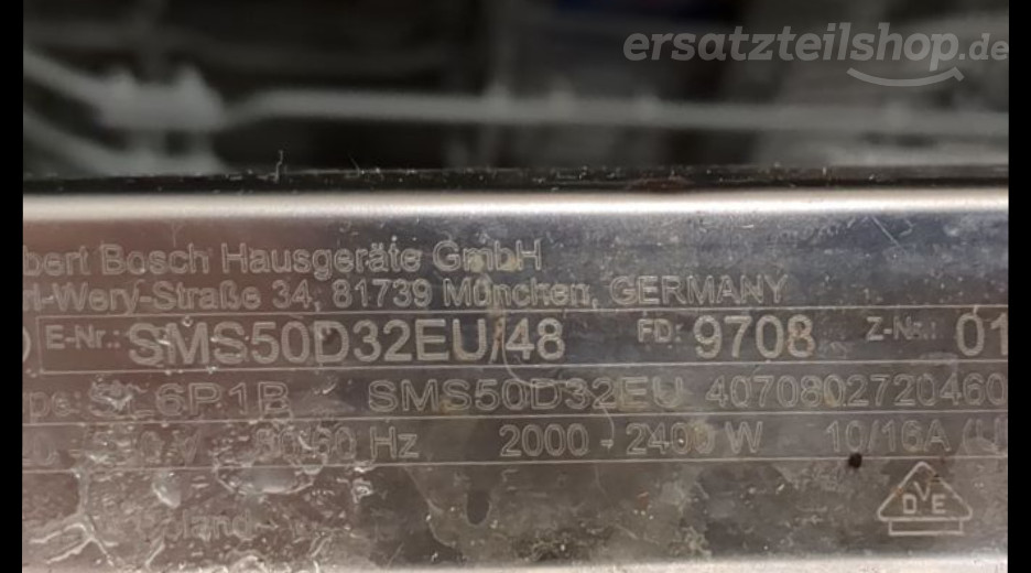 Typenschild Bosch SMS50D32EU/48