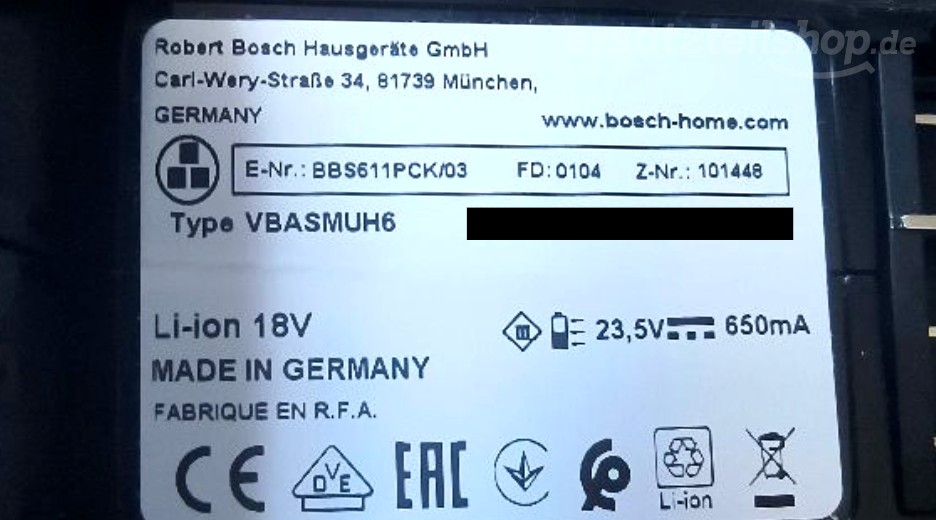 Typenschild Bosch KF 2734 S BBS611PCK/03