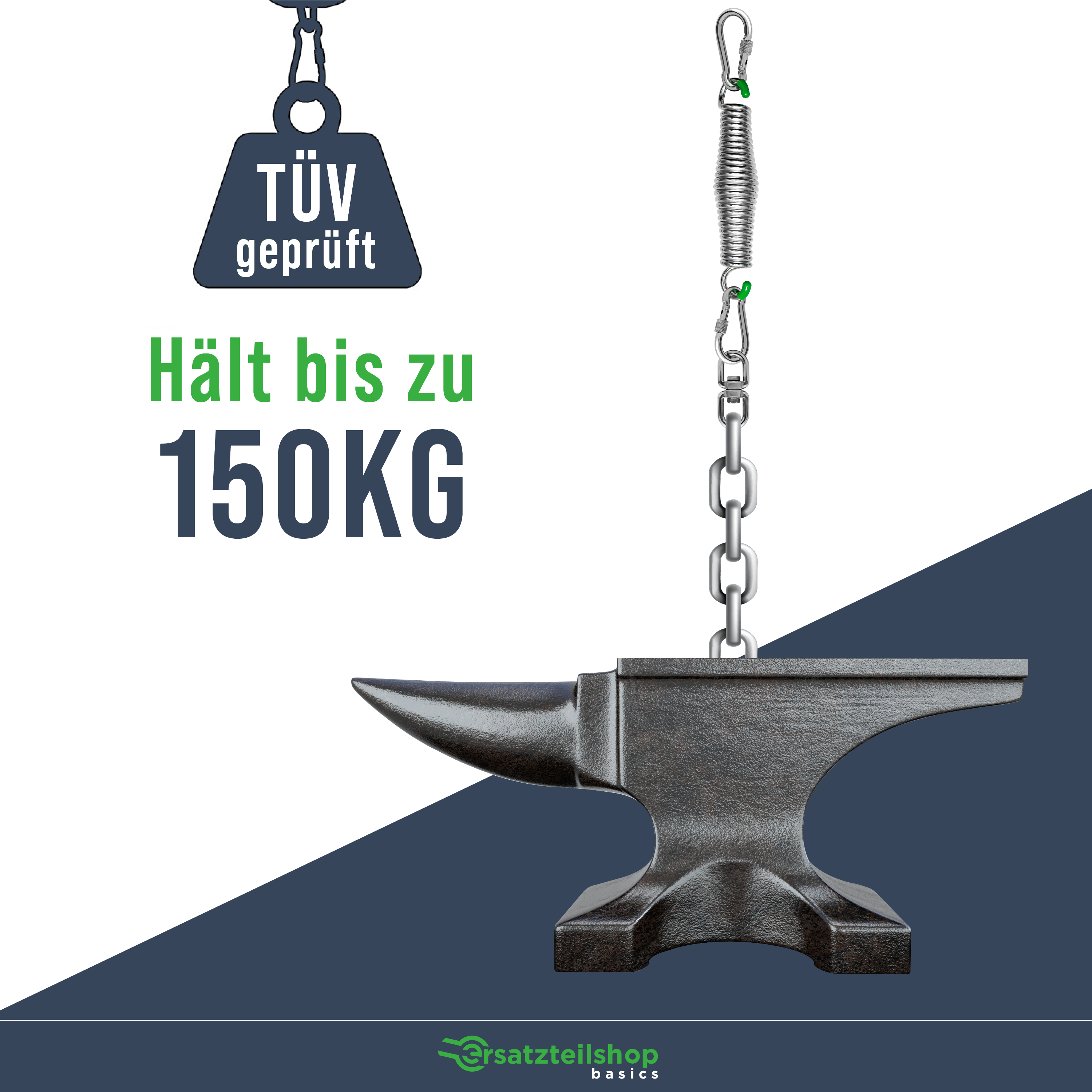 Schwingfeder für Hängesessel [4-teilig] - TÜV geprüfte Boxsack Feder mit 150kg Tragkraft - Feder Hängesessel aus Edelstahl 360° rotierbar 