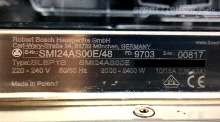 Typenschild Bosch SMI24AS00E/48