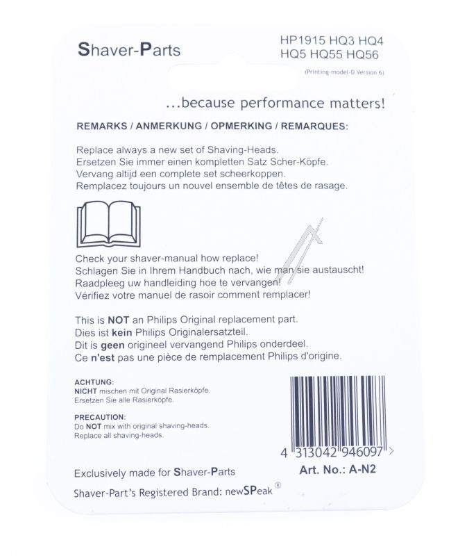 Scherkopf für Philips-Rasierer Newspeak X707646 3er Set