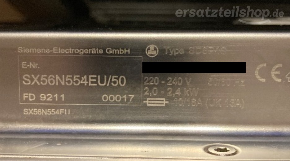 Typenschild Siemens SX56N554EU/50