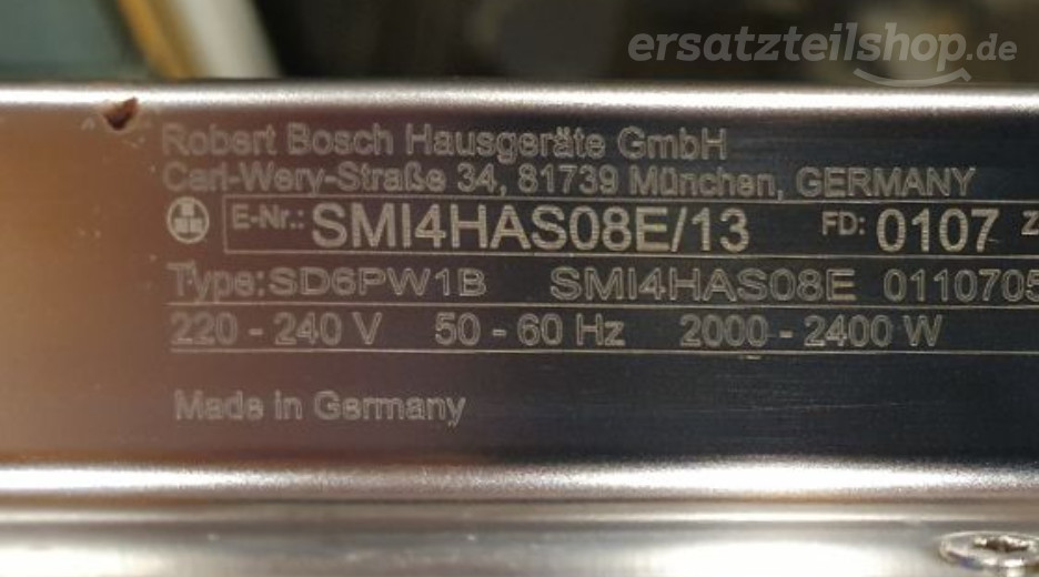 Typenschild Bosch Bellagio MET 60 SMI4HAS08E/13