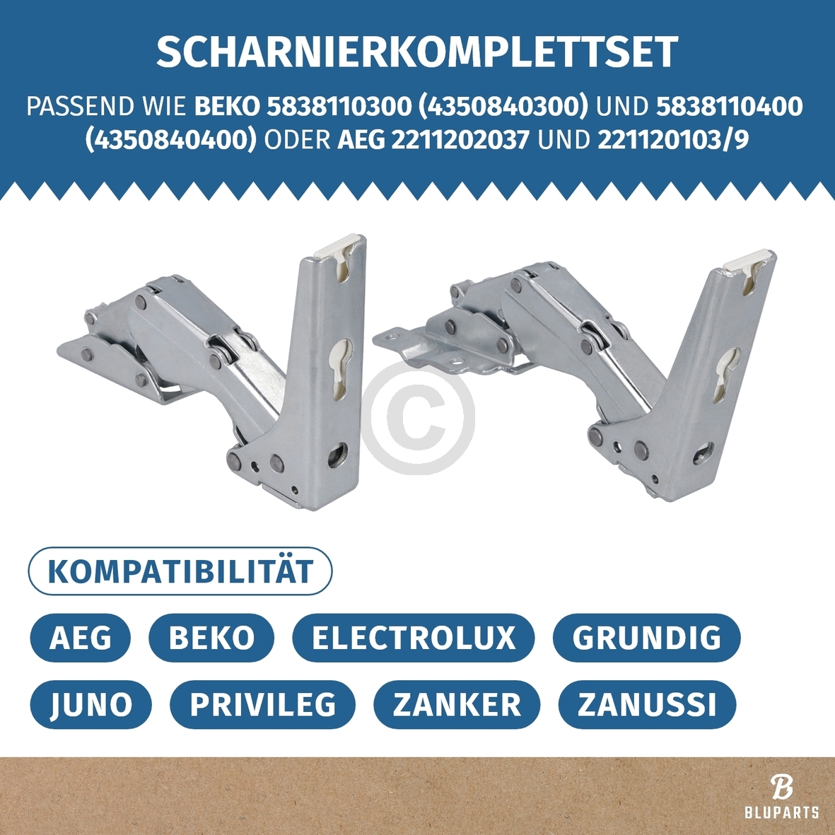 Türscharnier Set oben unten wie beko 5838110300 5838110400 für Kühlschrank