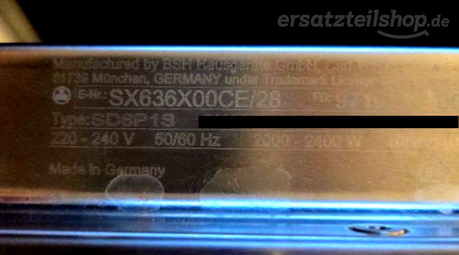 Typenschild Siemens SX636X00CE/28