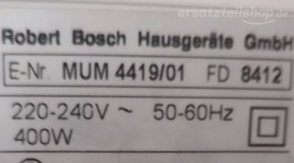 Typenschild Bosch ProfiMixx 44 MUM4419/01