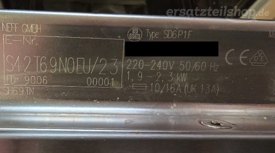 Typenschild Neff S42T69N0EU/23