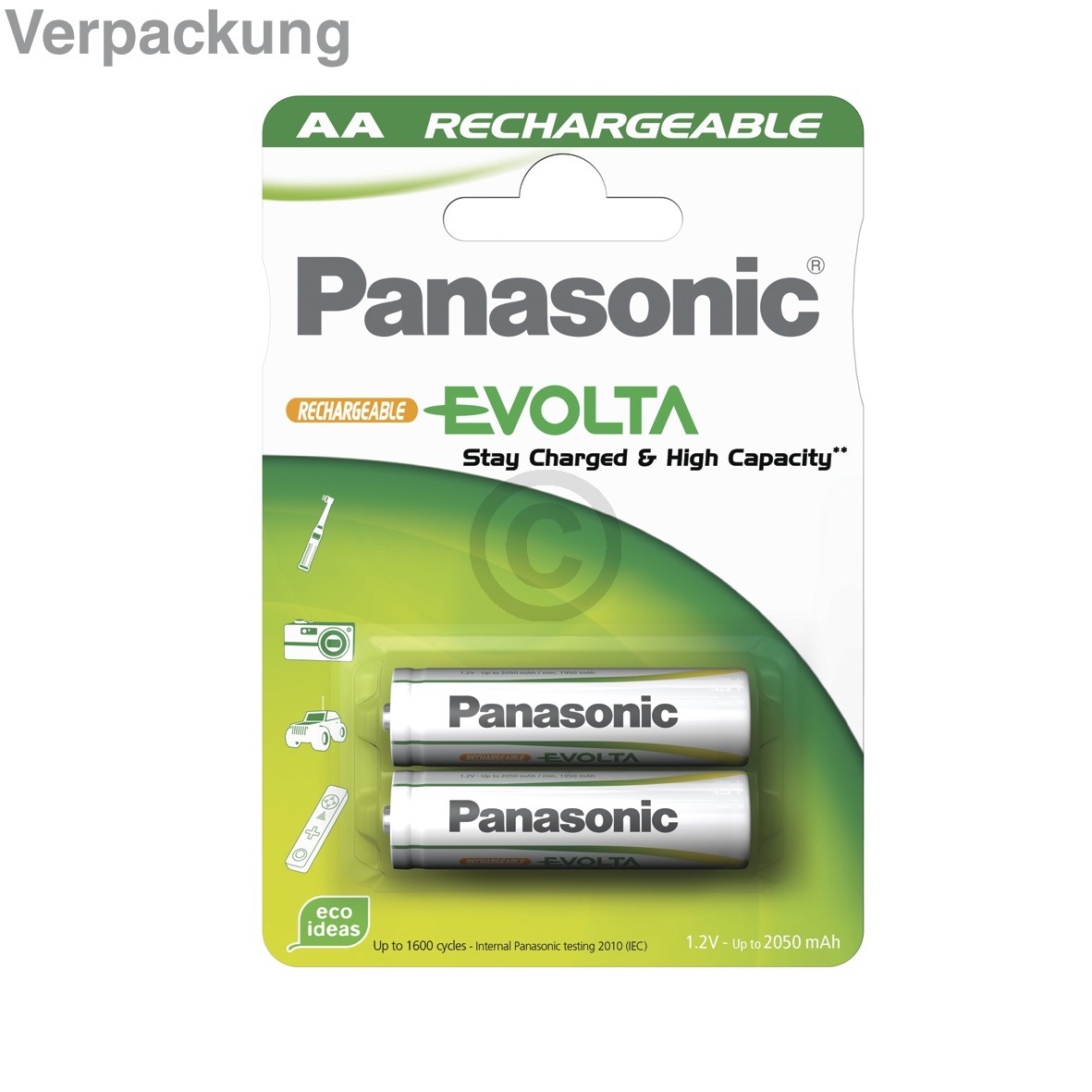 Akku Mignon AA Panasonic EVOLTA P6E vorgeladen bis 1900mAh 2Stk