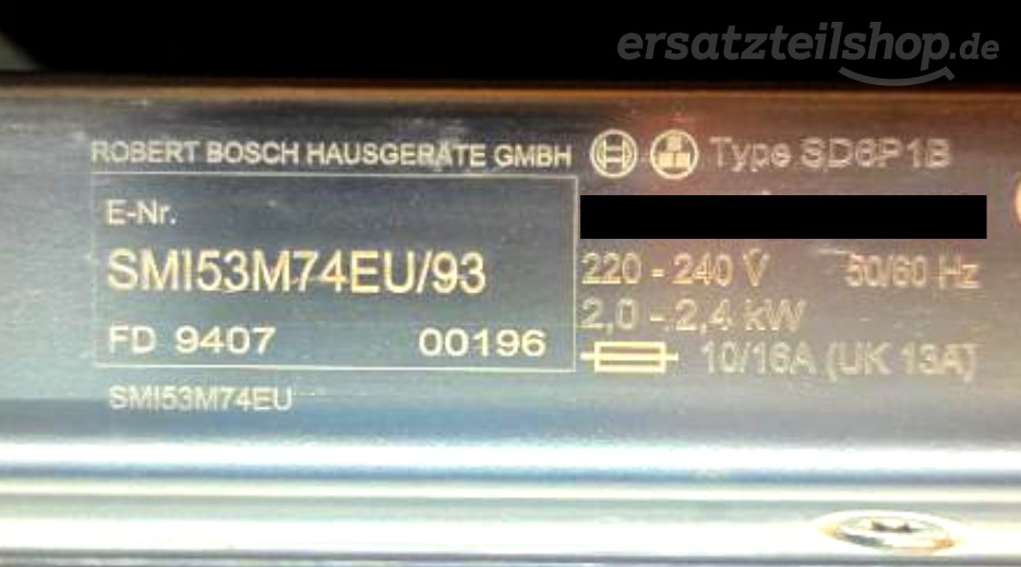 Typenschild Bosch SMI53M74EU/93