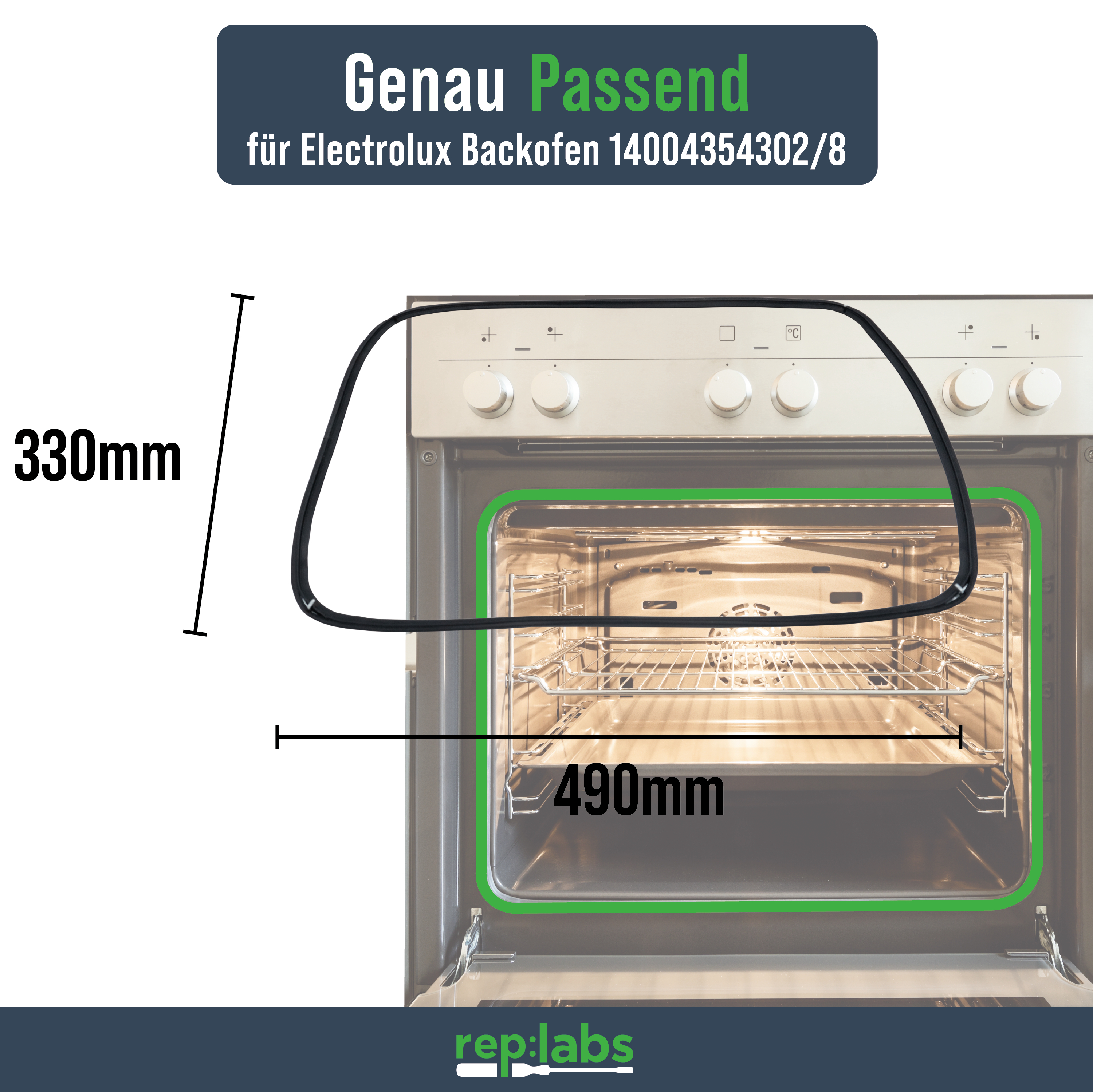 REP:LABS Backofendichtung - AT wie Electrolux 14004354302/8 rundum 4Haken