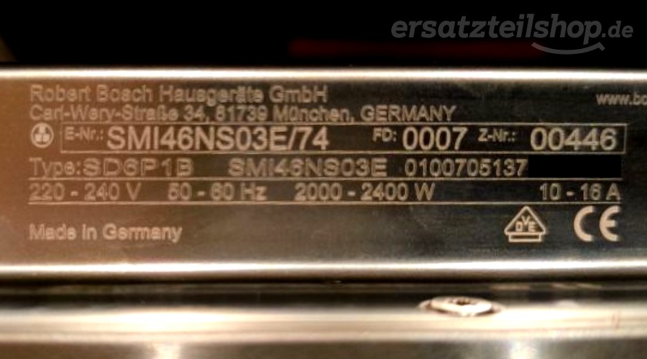 Typenschild Bosch SMI46NS03E/74