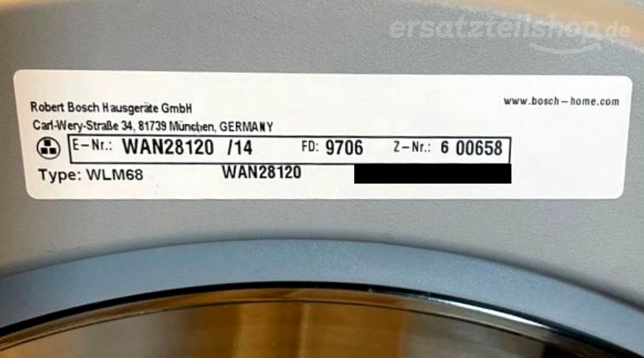 Typenschild Bosch WAN28120/14
