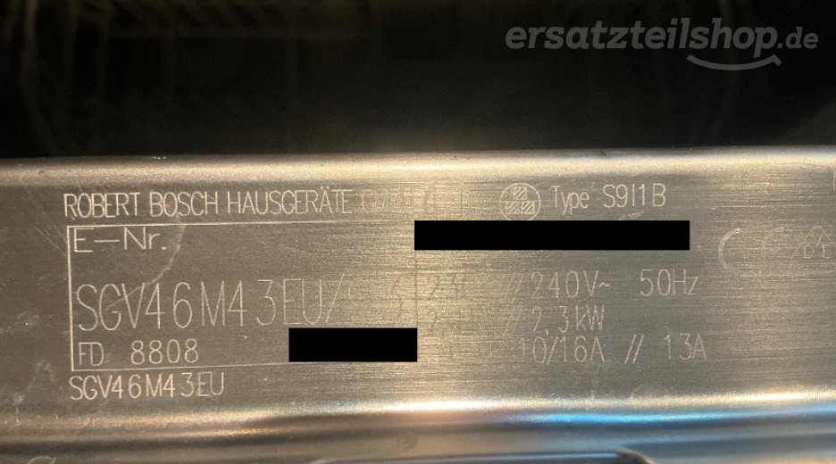 Typenschild Bosch SGV46M43EU/01